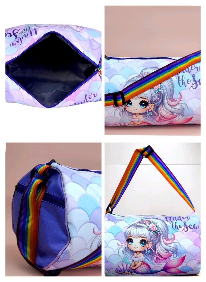 AMANVANI حقيبة سفر للأطفال من أمانفاني بتصميم حورية البحر، حقيبة رياضية للأولاد والبنات. هدية مثالية لحفلات أعياد الميلاد. حقيبة سفر، حقيبة حمل، حقيبة نزهة - قطعة واحدة - Image 2